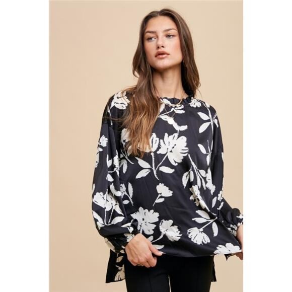 nwt Annie Wear Frill Printed Balloon Sleeve Blouse - Picture 1 of 5